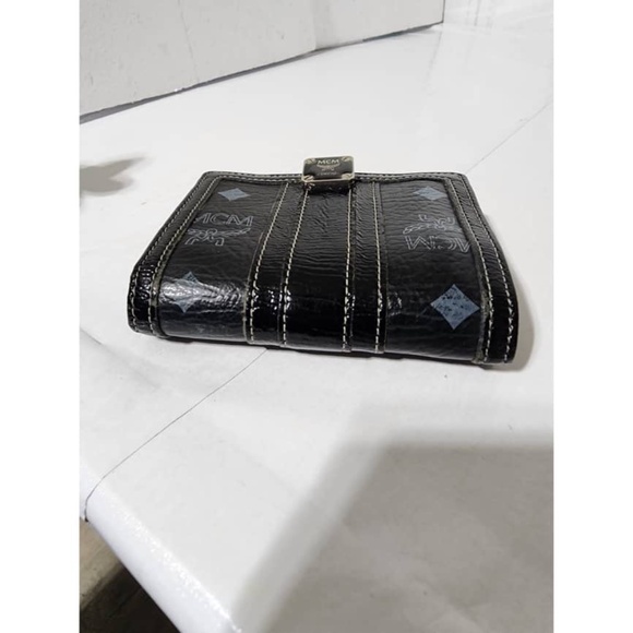 Authentic MCM Monogram Bi-fold Leather Wallet Black/Grey - Picture 6 of 15